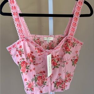 Floral Lace Pink Crop Top